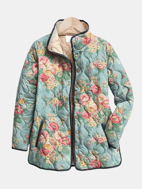 Teresa | giacca trapuntata da donna a rose, verde celadon