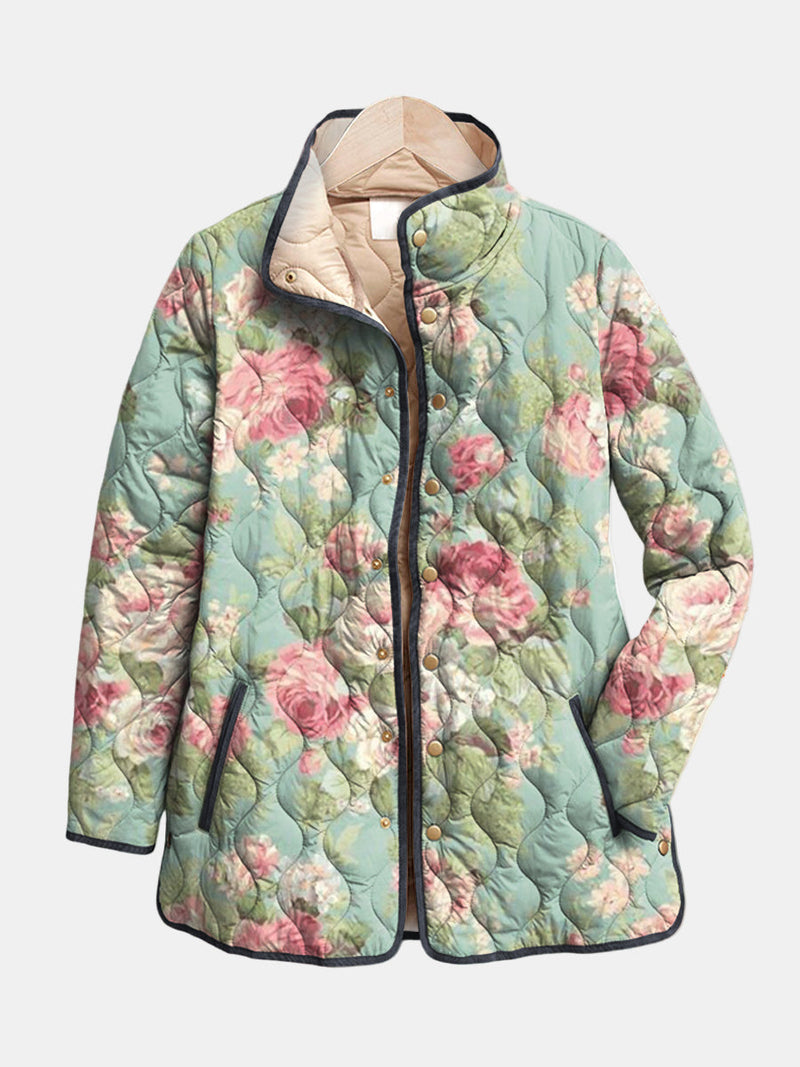 Jadwiga | giacca trapuntata da donna a rose vintage, verde salvia