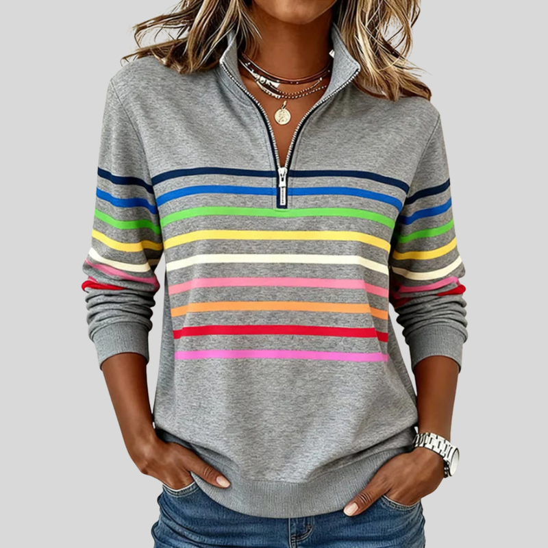 Prismette™ | Felpa a Righe Colorate con Zip Corta