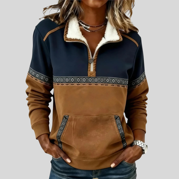 Alvette™ | Pullover con Collo Sherpa e Mezza Zip