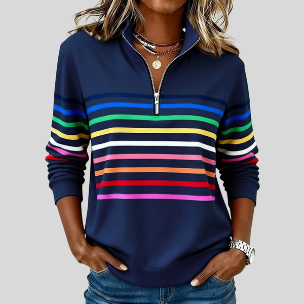 Prismette™ | Felpa a Righe Colorate con Zip Corta