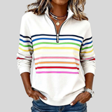 Prismette™ | Felpa a Righe Colorate con Zip Corta