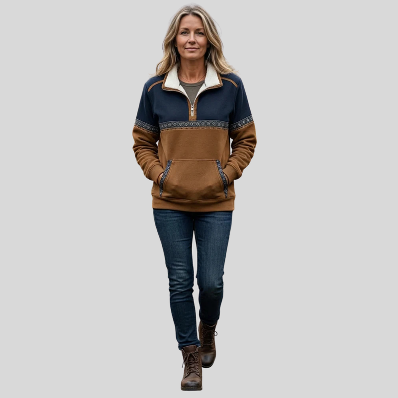 Alvette™ | Pullover con Collo Sherpa e Mezza Zip