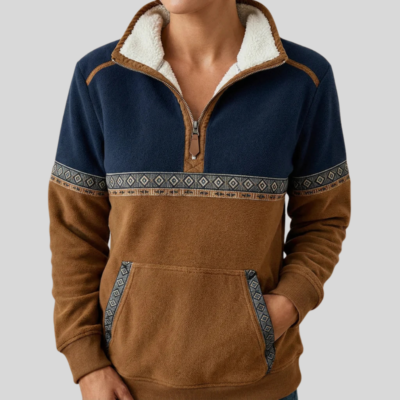 Alvette™ | Pullover con Collo Sherpa e Mezza Zip