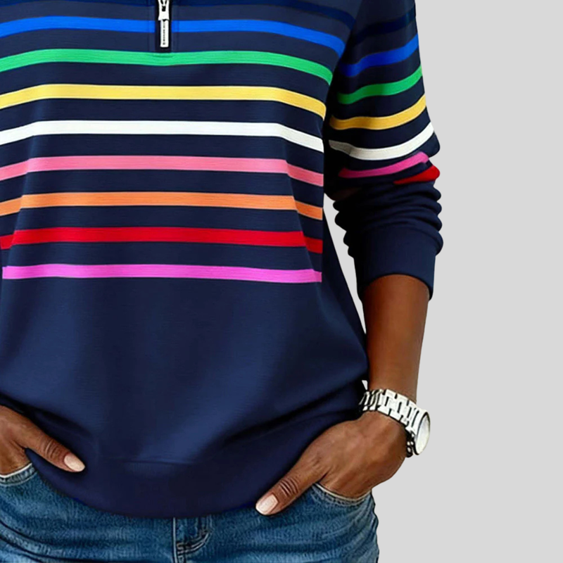 Prismette™ | Felpa a Righe Colorate con Zip Corta