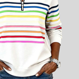 Prismette™ | Felpa a Righe Colorate con Zip Corta