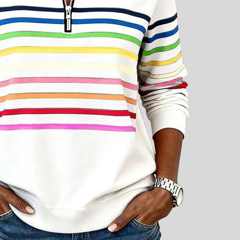 Prismette™ | Felpa a Righe Colorate con Zip Corta
