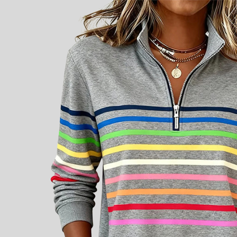 Prismette™ | Felpa a Righe Colorate con Zip Corta