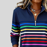 Prismette™ | Felpa a Righe Colorate con Zip Corta