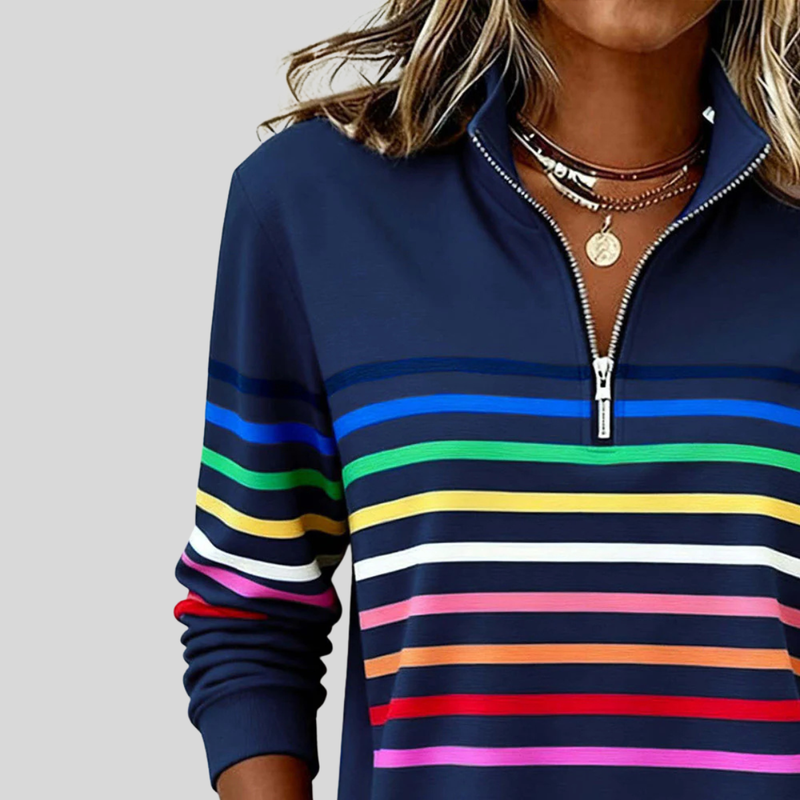 Prismette™ | Felpa a Righe Colorate con Zip Corta