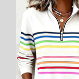 Prismette™ | Felpa a Righe Colorate con Zip Corta