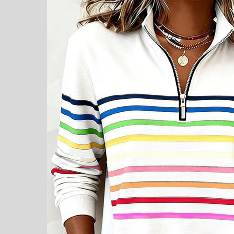Prismette™ | Felpa a Righe Colorate con Zip Corta