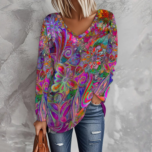 Blusa con stampa floreale vintage