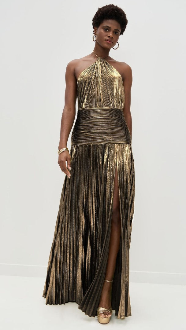 Oriana | Metallic Open-Back Dress