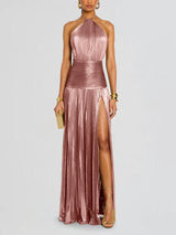 Oriana | Metallic Open-Back Dress