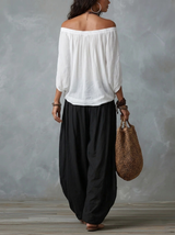 Luna | Top a Spalle Scoperte e Pantaloni Fluidi