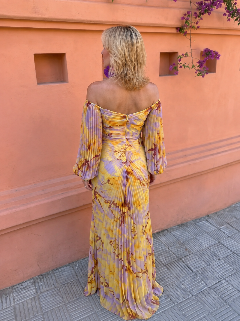GRETA™ – ABITO LUNGO FLOREALE CON SCOLLO PROFONDO