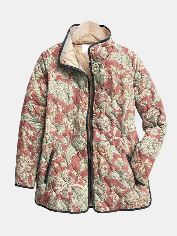 Wanda | giacca trapuntata da donna damascata, terracotta