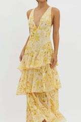 Maya | Floral Maxi Dress with Ruffles