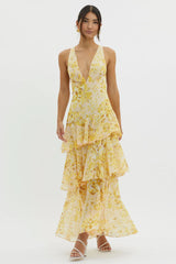 Maya | Floral Maxi Dress with Ruffles