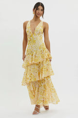Maya | Floral Maxi Dress with Ruffles