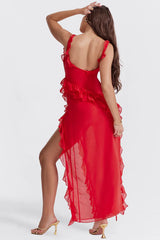 Talía | Maxi Dress with Ruffles and Slit