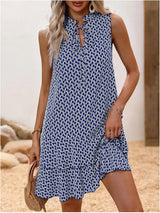 Inés | Sleeveless Dress with Elegant Print and Fluid Drape