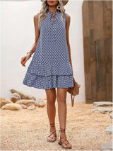 Inés | Sleeveless Dress with Elegant Print and Fluid Drape