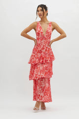 Maya | Floral Maxi Dress with Ruffles