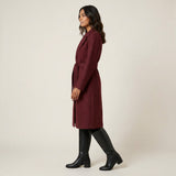 Cappotto Sciancrato con Rever e Cintura Annodata da Donna