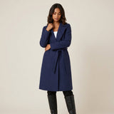 Cappotto Sciancrato con Rever e Cintura Annodata da Donna