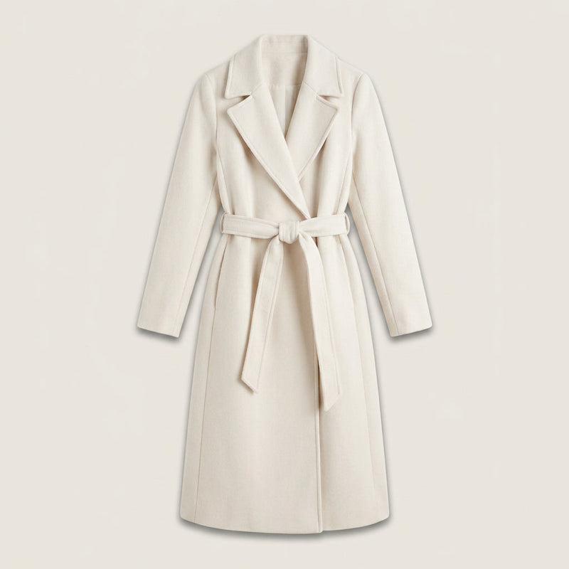 Cappotto Sciancrato con Rever e Cintura Annodata da Donna