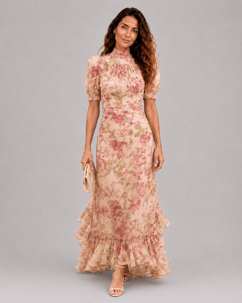 Rosario | Long Floral Chiffon Dress