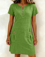 Camila Fashions® | Cotton Dress with Zip Pocket