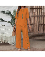 Elena - Elegant Asymmetric Top and Wide-Leg Trousers Set