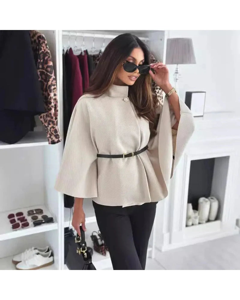 Lea | Elegant Belted Jacket with Butterfly Sleeves