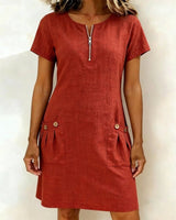 Camila Fashions® | Cotton Dress with Zip Pocket