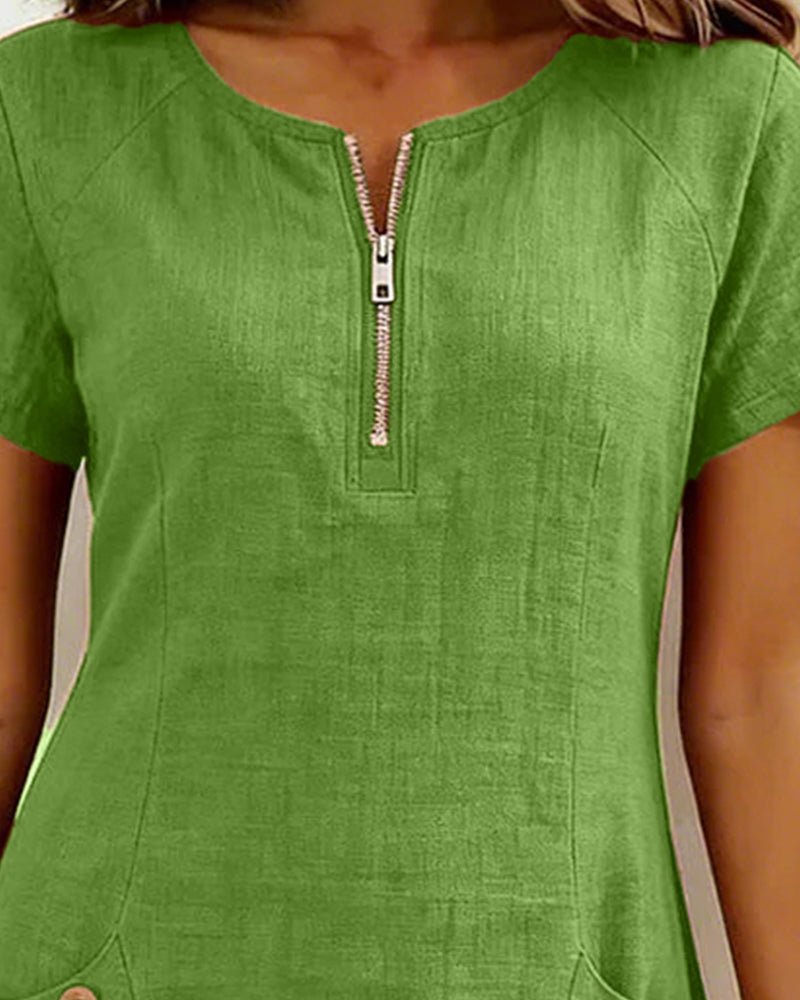 Camila Fashions® | Cotton Dress with Zip Pocket