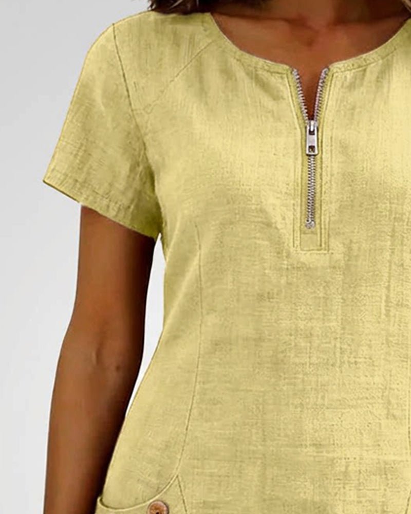 Camila Fashions® | Cotton Dress with Zip Pocket