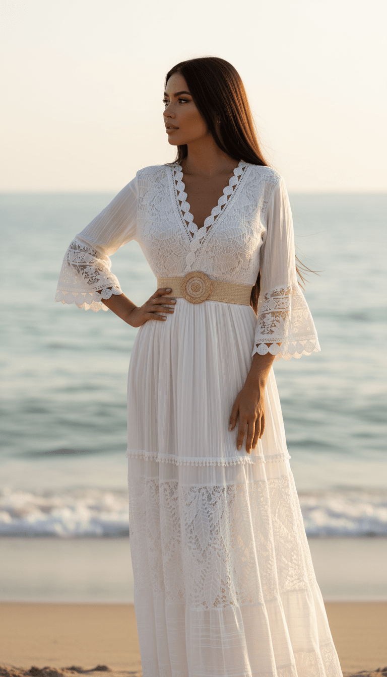 Vestito Boho in Pizzo Puro