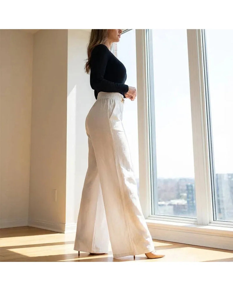Siena – High-Waisted Wide-Leg Trousers with Belt Detail