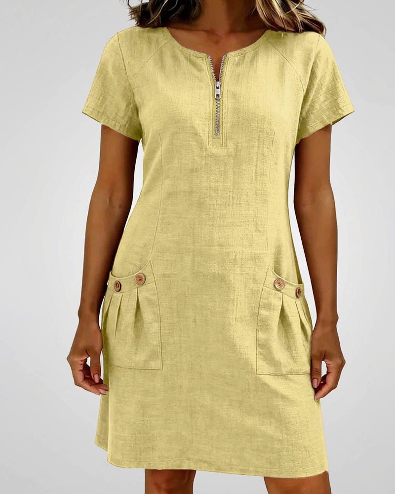 Camila Fashions® | Cotton Dress with Zip Pocket