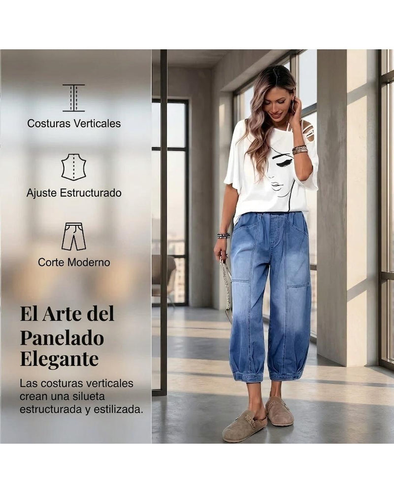 Zoe - Relaxed Cropped Jeans with Elasticated Waist