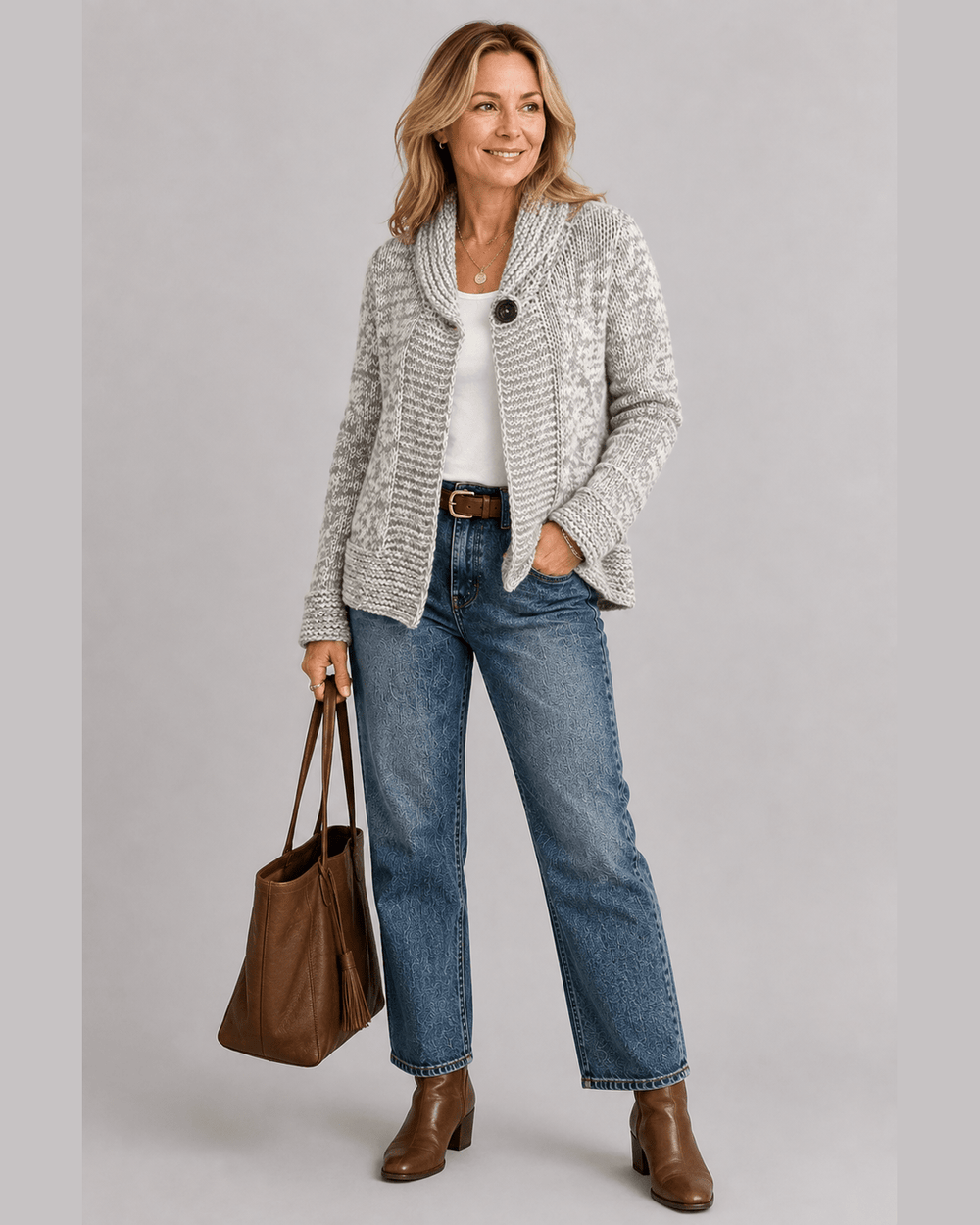 Modello a Maglia per Cardigan Chunky con Bottoni
