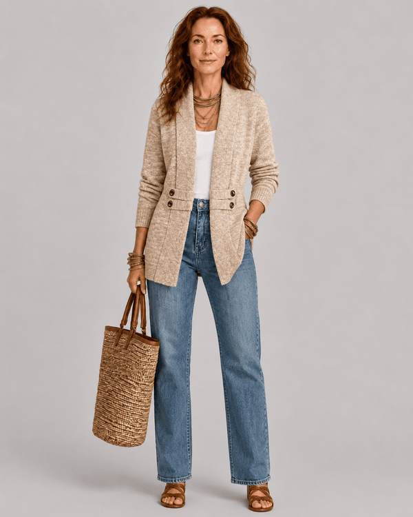 Xalviere | Elegante Dames Cardigan - Open Voorkant & Ingenaaide Taille