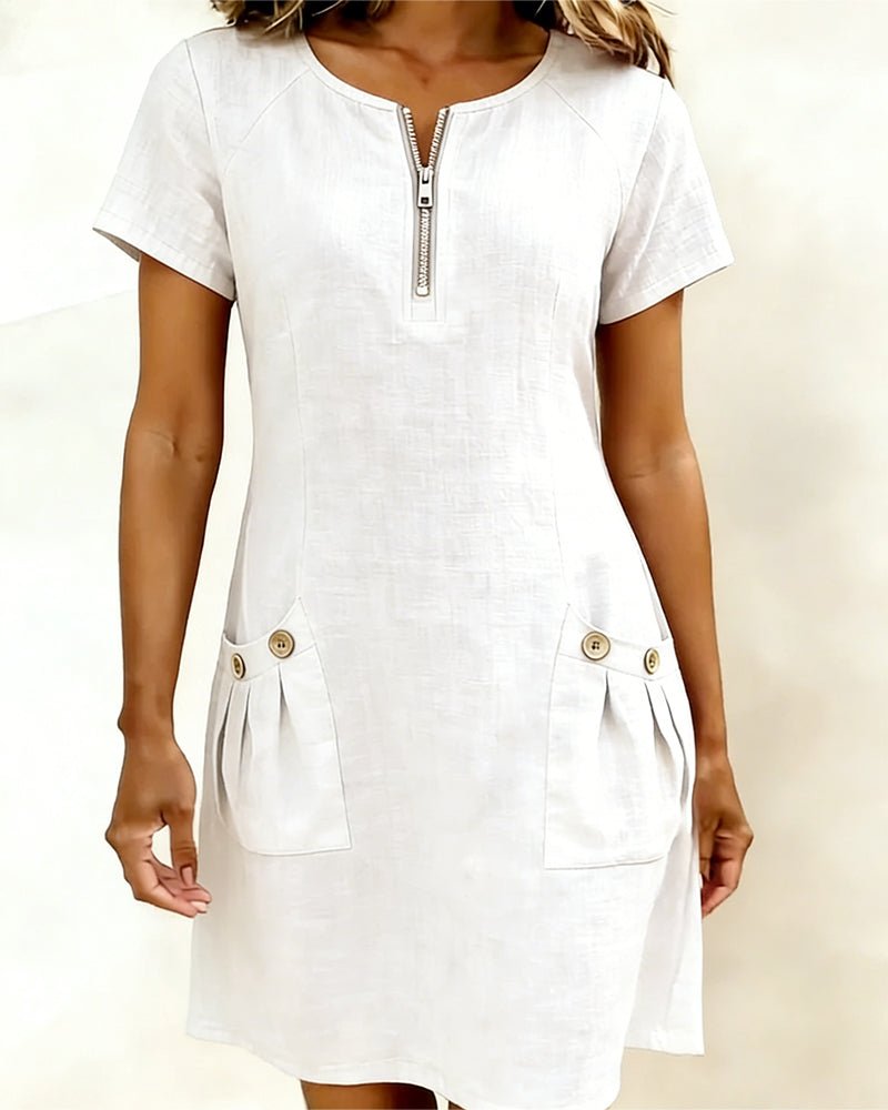 Camila Fashions® | Cotton Dress with Zip Pocket