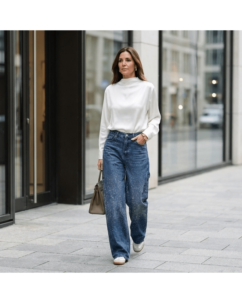 Valeria | Wide-Leg Jeans with Sparkling Details