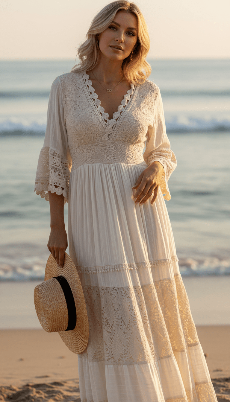 Vestito Boho in Pizzo Puro