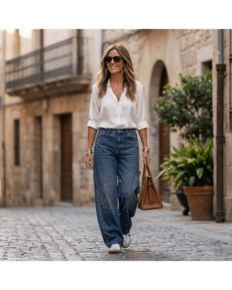 Valeria | Wide-Leg Jeans with Sparkling Details