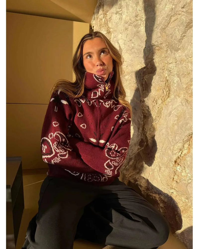 Aitana | High-Neck Knit Jumper with Zip